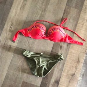 Padded coral green bikini